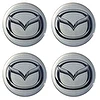 Naklejki na dekielki felgi kołpaki Mazda srebrne 64 mm