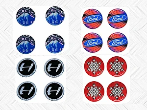 Personalizowane naklejki 3D na kołpaki i dekielki do alufelg 80 sztuk własny wzór