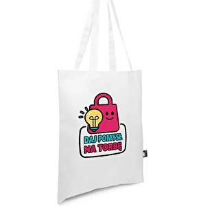 Biała torba z długimi uszami na zakupy własny wzór