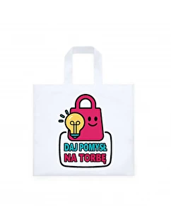 Biała torba z krótkimi uszami na zakupy własny wzór