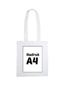 Biała bawełniana torba na zakupy długimi uszami własny wzór