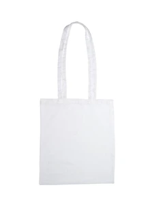 Biała bawełniana torba na zakupy długimi uszami własny wzór