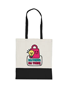 Kremowa torba na zakupy do nadruku z czarnymi uszami i wykończeniem w dolnej części własny wzór