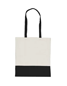 Kremowa torba na zakupy do nadruku z czarnymi uszami i wykończeniem w dolnej części własny wzór