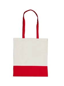 Kremowa torba na zakupy do nadruku z czerwonymi uszami i wykończeniem w dolnej części własny wzór