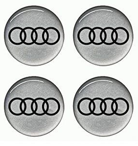 Naklejki na dekielki felgi kołpaki Audi srebrne 70 mm