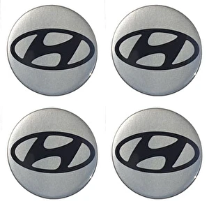Naklejki na dekielki felgi kołpaki Hyundai srebrne 70 mm