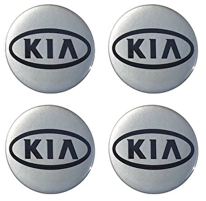Naklejki na dekielki felgi kołpaki Kia srebrne 60 mm