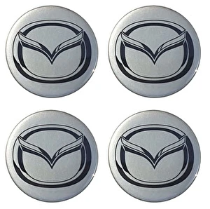 Naklejki na dekielki felgi kołpaki Mazda srebrne 50 mm