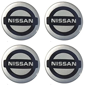 Naklejki na dekielki felgi kołpaki Nissan srebrne 60 mm