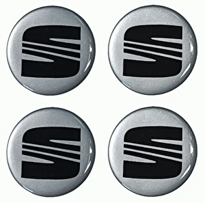 Naklejki na dekielki felgi kołpaki Seat srebrne 60 mm