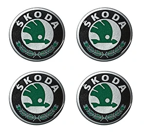 Naklejki na dekielki felgi kołpaki Skoda zielona 70 mm