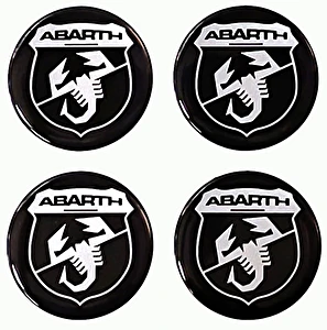 Naklejki na dekielki felgi kołpaki Abarth czarny 50 mm