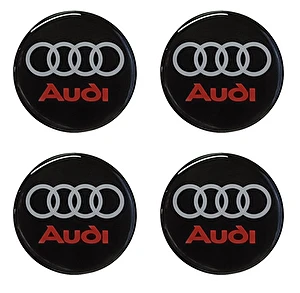 Naklejki na dekielki felgi kołpaki Audi czerwone 60 mm