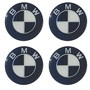 Naklejki na dekielki felgi kołpaki BMW czarno białe 60 mm