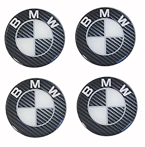 Naklejki na dekielki felgi kołpaki BMW efekt karbon 60 mm