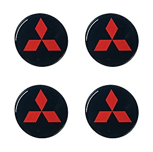 Naklejki na dekielki felgi kołpaki Mitsubishi czerwone 56 mm